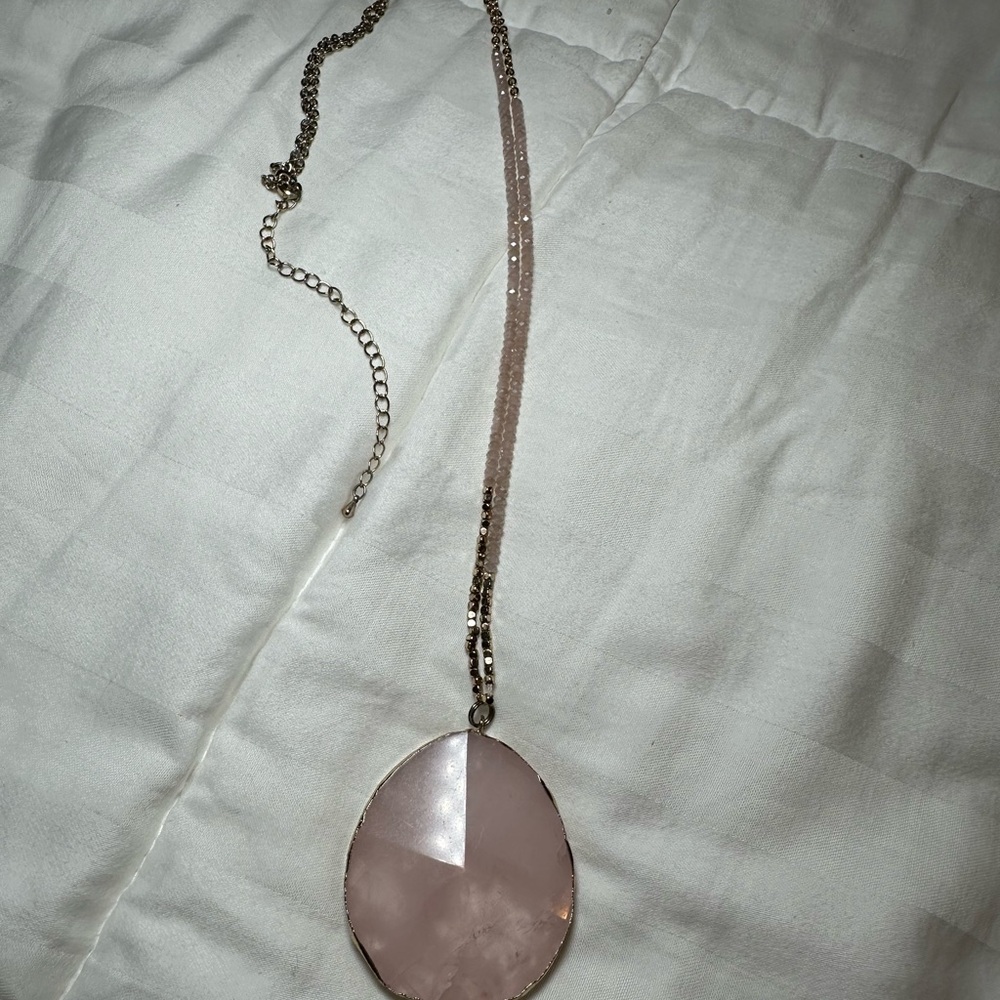Pink Faceted Stone Pendant Necklace - Unbranded
